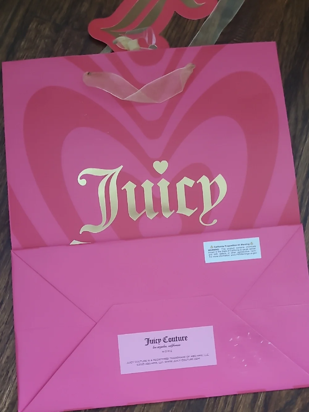 Juicy Couture Pink Gift Bag with Gold Foil Logo